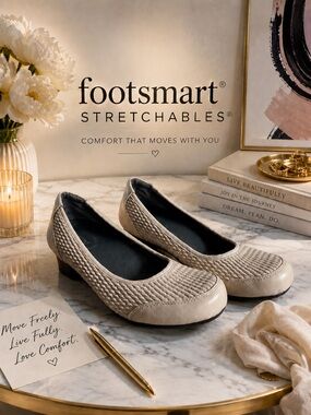 FootSmart Stretchables Taupe Textured Comfort Pumps Low Heel Women's 7.5M